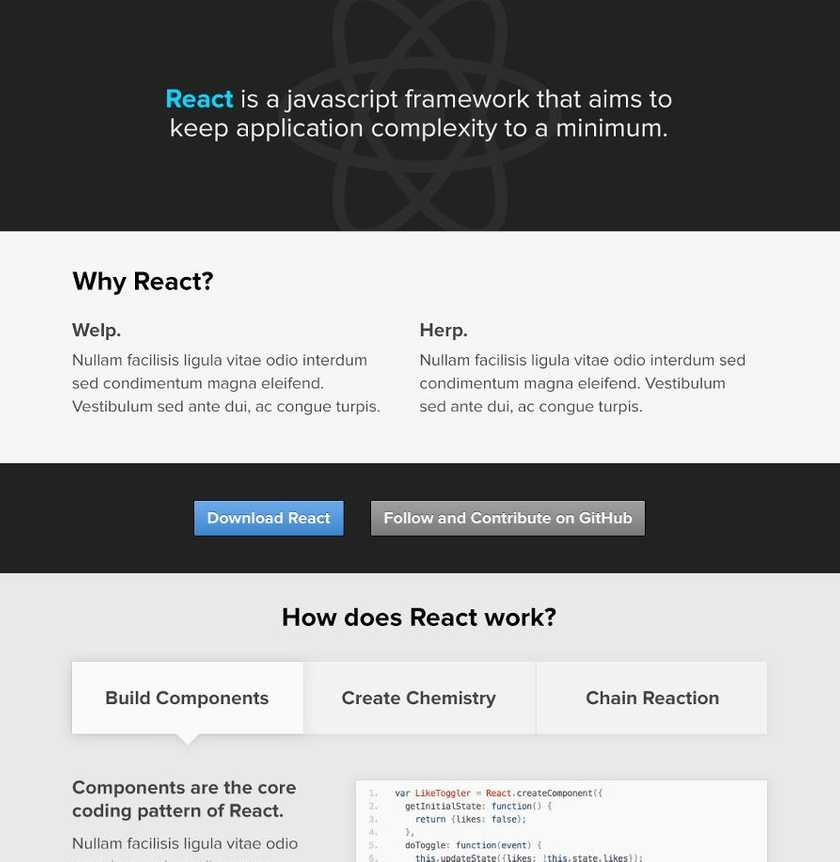 React website mock